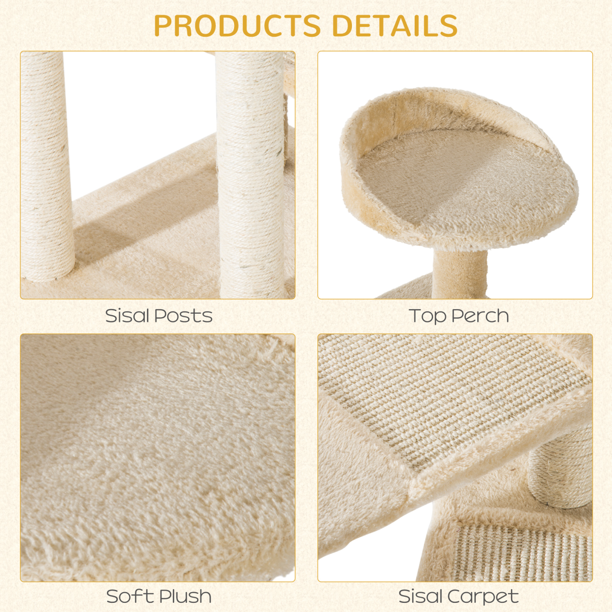 Cat Tree Scratcher Climbing Post Kitten Pets Scratching Furniture Tower Pawhut