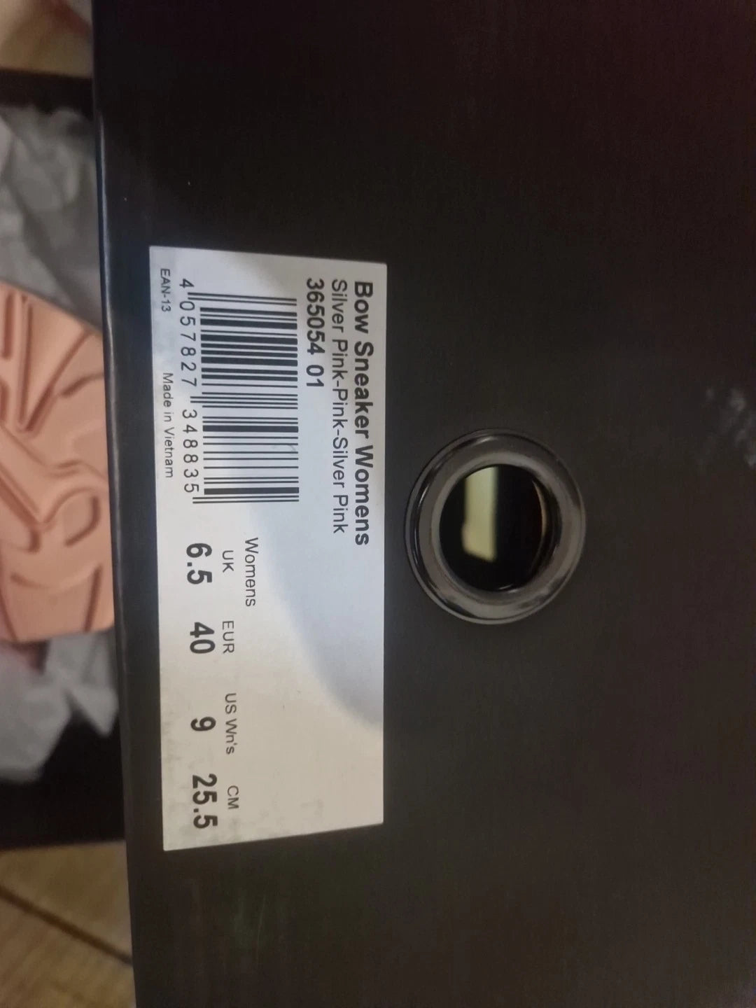 Fenty Puma Baby Pink Satin Finish Bow Trainers, Size 6.5